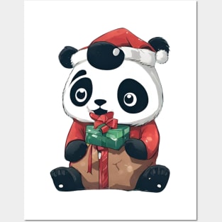 cute panda santa christmas Posters and Art